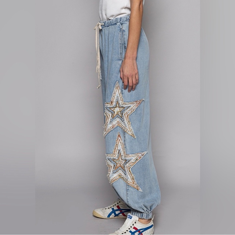Star Patch Denim Joggers - image 4